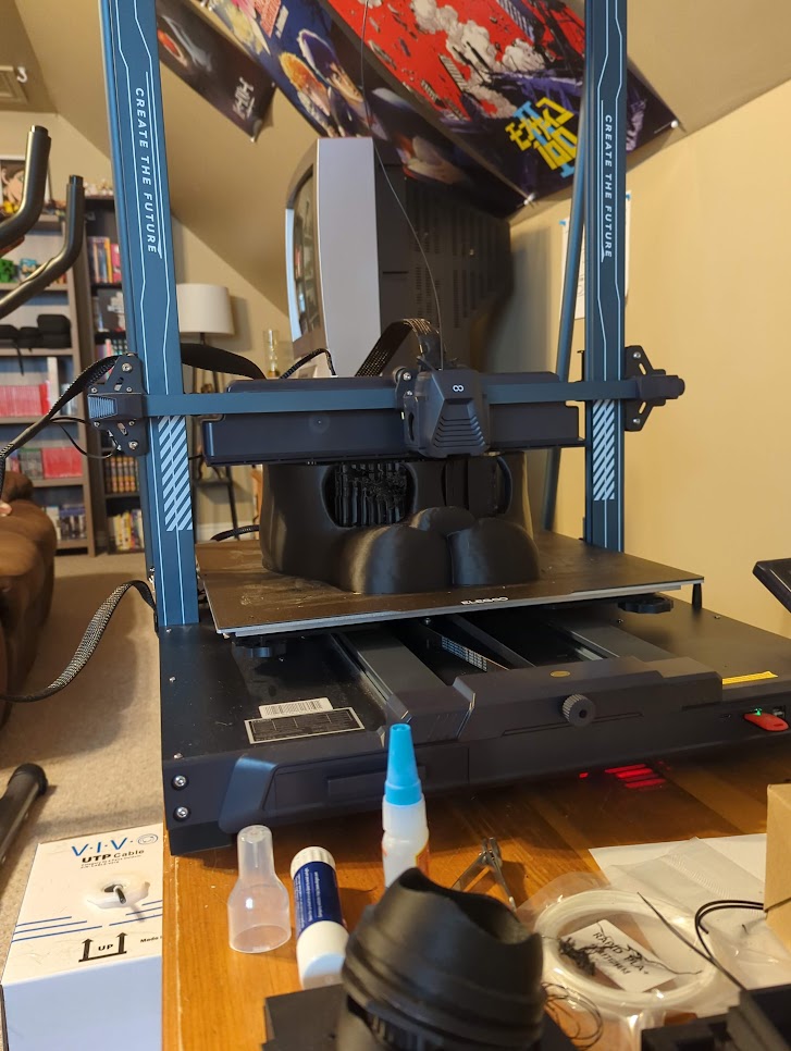 A picture of a failed 3D print of Withered Freddy's (FNAF 2) head